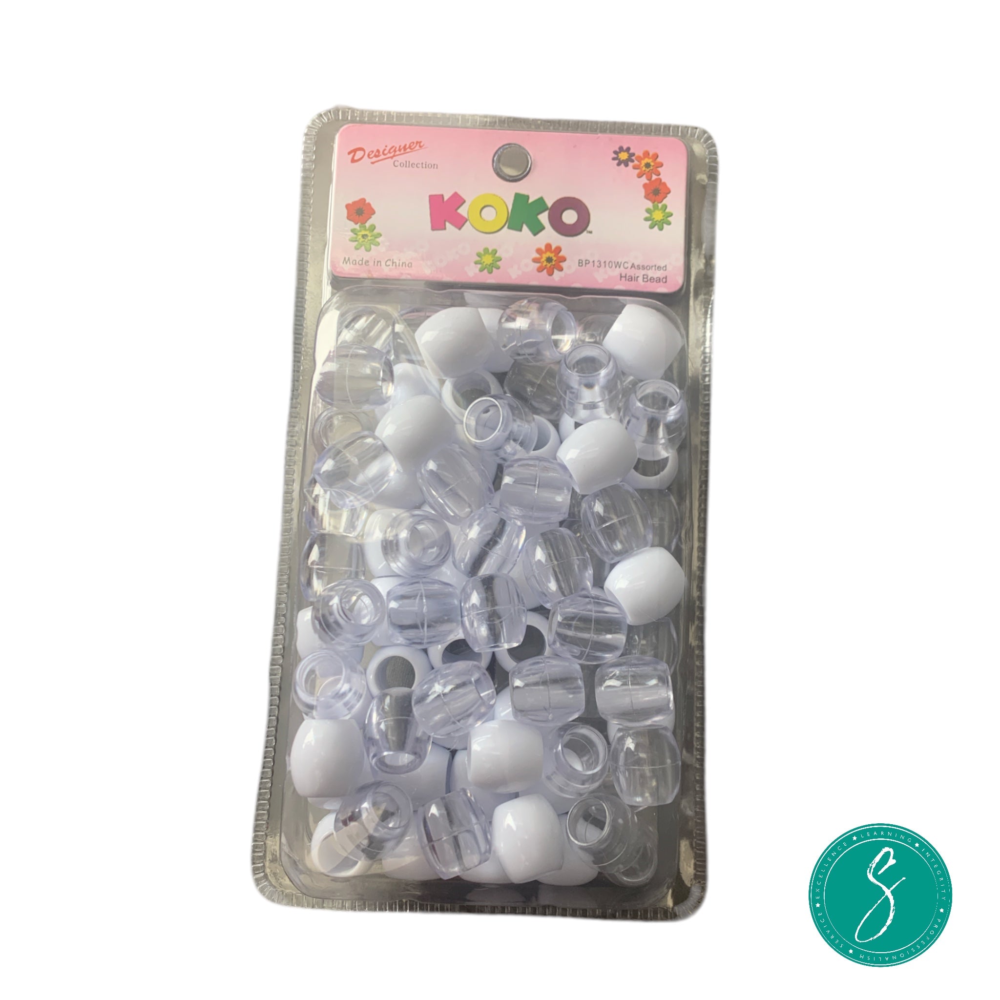 Koko Hair Beads Jumbo - Clear & White