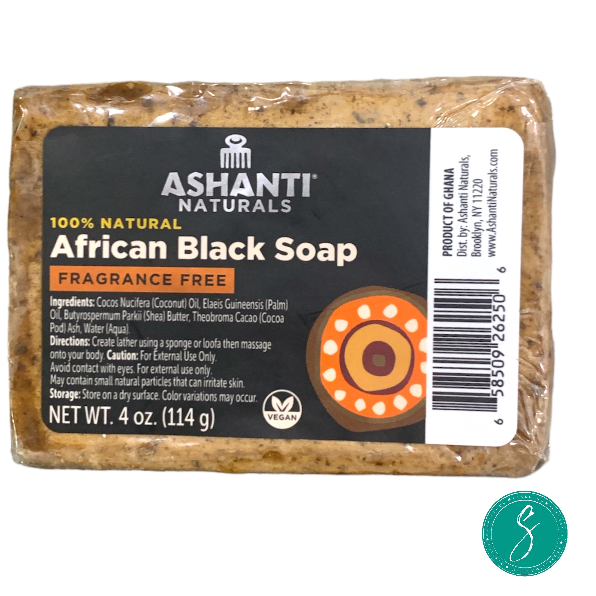 Ashanti Naturals Black Soap Fragrance Free Black Soap