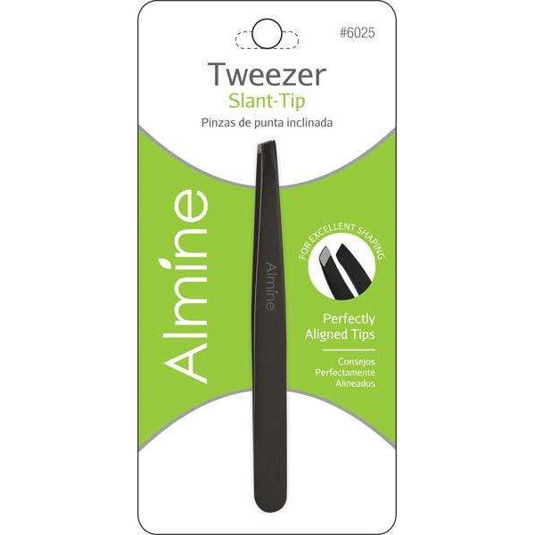 Almine Tweezers Slant Tip Black